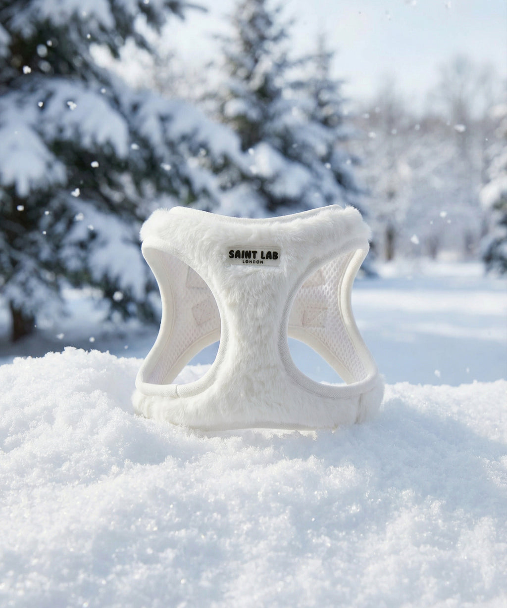 Saint’s Signature Faux Fur Vest Harness – White