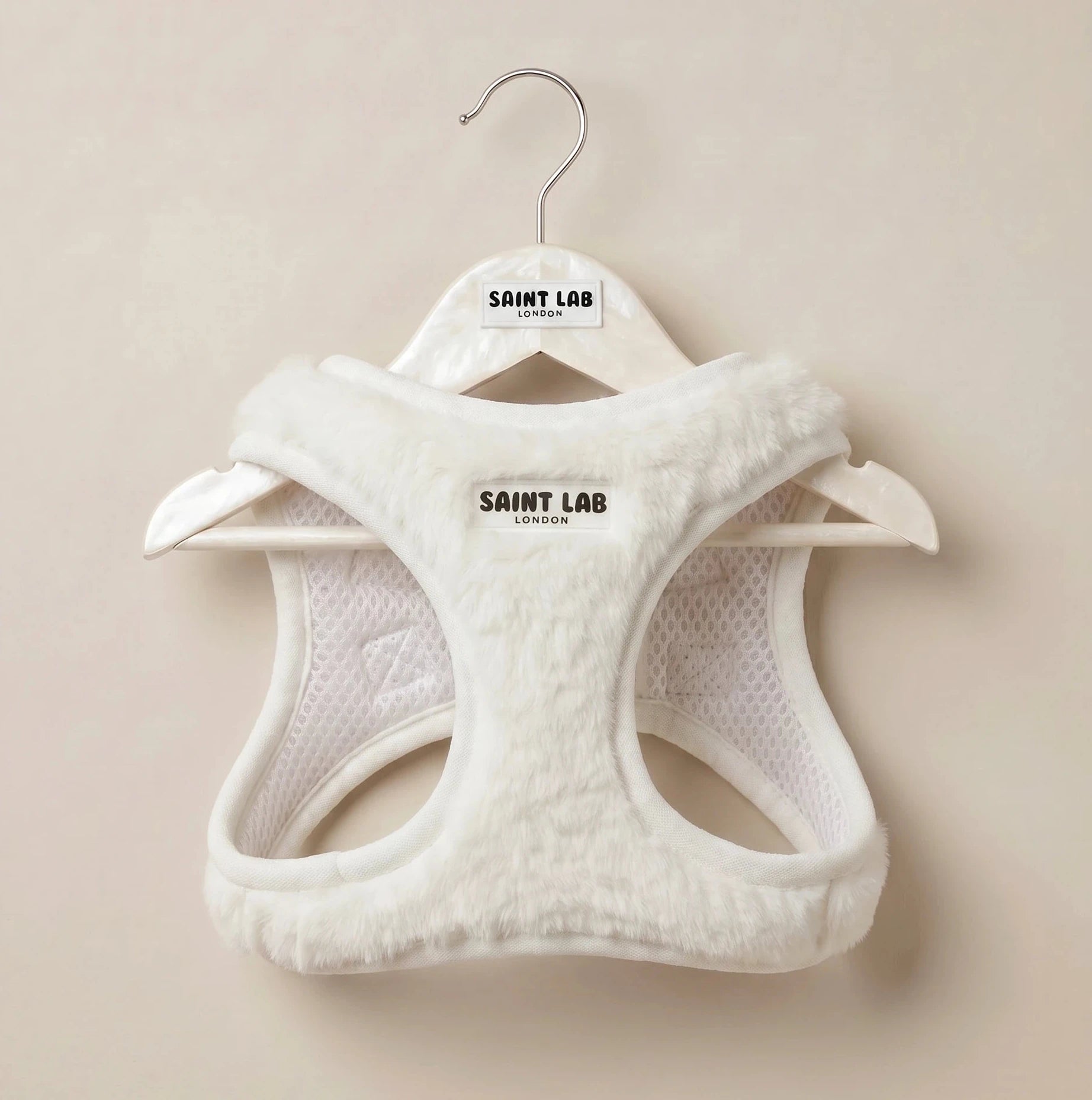 Saint’s Signature Faux Fur Vest Harness – White